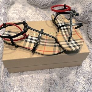 Burberry Anthea Tartan Sandals, Size 37 (European) or 6.5 US, slightly used